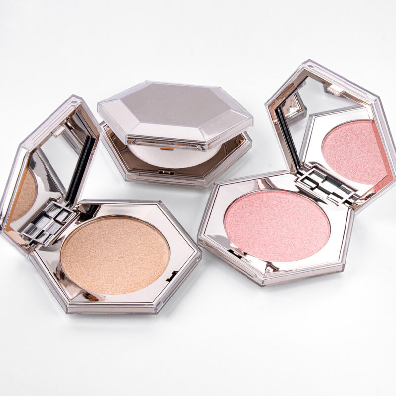 Halal & Vegan Hexagonal Highlighter Powder OEM ODM | Private Label Fine Shimmer Pearl Natural Brightening Single Color Highlight Compact