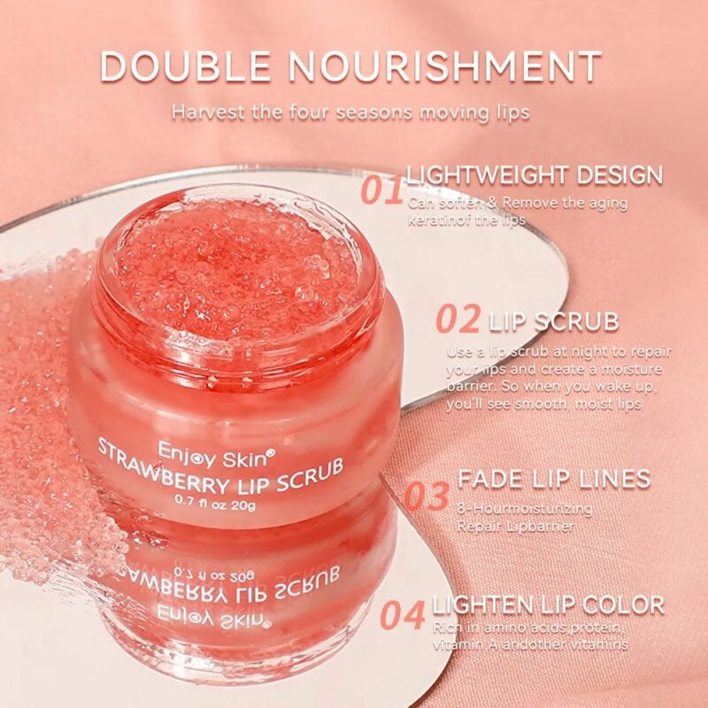 Halal & Vegan Strawberry Lip Scrub OEM ODM | Private Label Exfoliating Lip Treatment For Dead Skin Removal & Long-Lasting Hydration